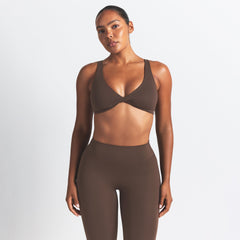 NikeSKIMS MATTE TWIST-FRONT BRA | DARK SEPIA