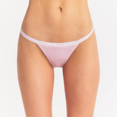 LIGHTWEIGHT COTTON LOGO PICOT STRING BIKINI | PEONY