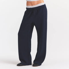 COTTON FLEECE OVERSIZED STRAIGHT LEG PANT | NAVY
