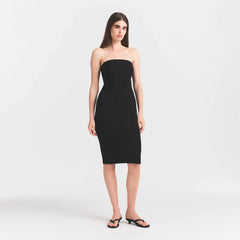 THE ESSENTIAL COLLECTION STRAPLESS MIDI DRESS | OBSIDIAN