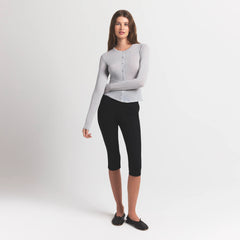 SHEER MODAL CARDIGAN WITH COVERED BUTTONS | HEATHER GREY