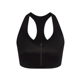 NikeSKIMS SATIN SHINE RACERBACK ZIP FRONT BRA | OBSIDIAN
