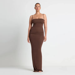 VETTESE X SKIMS SHEER MODAL LONG DRESS | COCOA