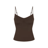 NikeSKIMS MATTE SHIRRED FRONT TANK | DARK SEPIA