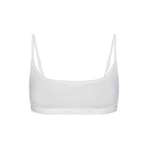 LIGHTWEIGHT COTTON LOGO PICOT SCOOP BRALETTE | SNOW