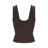 NikeSKIMS MATTE DOUBLE STRAP SCOOP TANK | DARK SEPIA