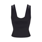 NikeSKIMS MATTE DOUBLE STRAP SCOOP TANK | OBSIDIAN