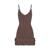 SHEER KNIT RUFFLE DRESS | AMETHYST