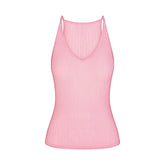 SHEER KNIT PLUNGE TANK | PEONY