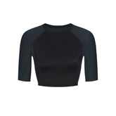 NikeSKIMS SHINE PADDED HALF SLEEVE CROP TOP | OBSIDIAN AND DARK TEAL