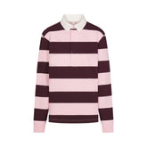 BOYFRIEND FLEECE OVERSIZED POLO | CURRANT RUGBY STRIPE