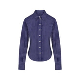 COTTON POPLIN SHRUNKEN BUTTON UP SHIRT | NAVY CHECK