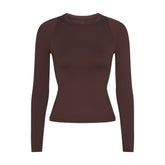 NikeSKIMS AIRY LONG SLEEVE CREW NECK TOP | DARK SEPIA