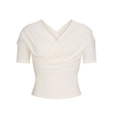 COTTON JERSEY WRAP TOP | MARBLE