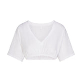 WORN IN JERSEY SUPER CROPPED V-NECK T-SHIRT | SNOW
