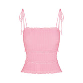 SHEER KNIT RUFFLE CAMI | PEONY