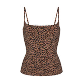 COTTON JERSEY SCOOP NECK CAMI | SIENNA NATURAL LEOPARD