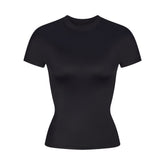 NikeSKIMS SHINE SHORT SLEEVE MOCK NECK TOP | OBSIDIAN