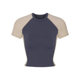 NikeSKIMS MATTE SHINE MIX CROPPED BABY T-SHIRT | DEEP ROYAL AND STONE