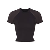 NikeSKIMS MATTE SHINE MIX CROPPED BABY T-SHIRT | OBSIDIAN AND IGNEOUS