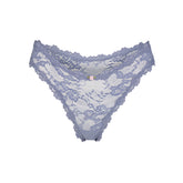 STRETCH LACE DIPPED THONG | SLATE