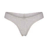 LIGHTWEIGHT COTTON LACE THONG | LIGHT HEATHER GREY
