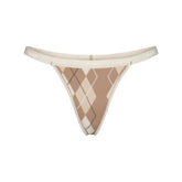 LIGHTWEIGHT COTTON LOGO PICOT THONG | CAFE ARGYLE PRINT