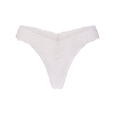 LIGHTWEIGHT COTTON WIDE LACE THONG | SNOW