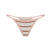 LIGHTWEIGHT COTTON POINTELLE LACE STRING THONG | VILLA EGRET RUNWAY STRIPE