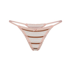 LIGHTWEIGHT COTTON POINTELLE LACE STRING THONG | VILLA EGRET RUNWAY STRIPE