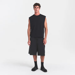 HEAVYWEIGHT COTTON MENS CROPPED MUSCLE TANK | OBSIDIAN