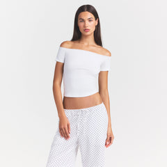 COTTON JERSEY OFF THE SHOULDER TOP | MARBLE
