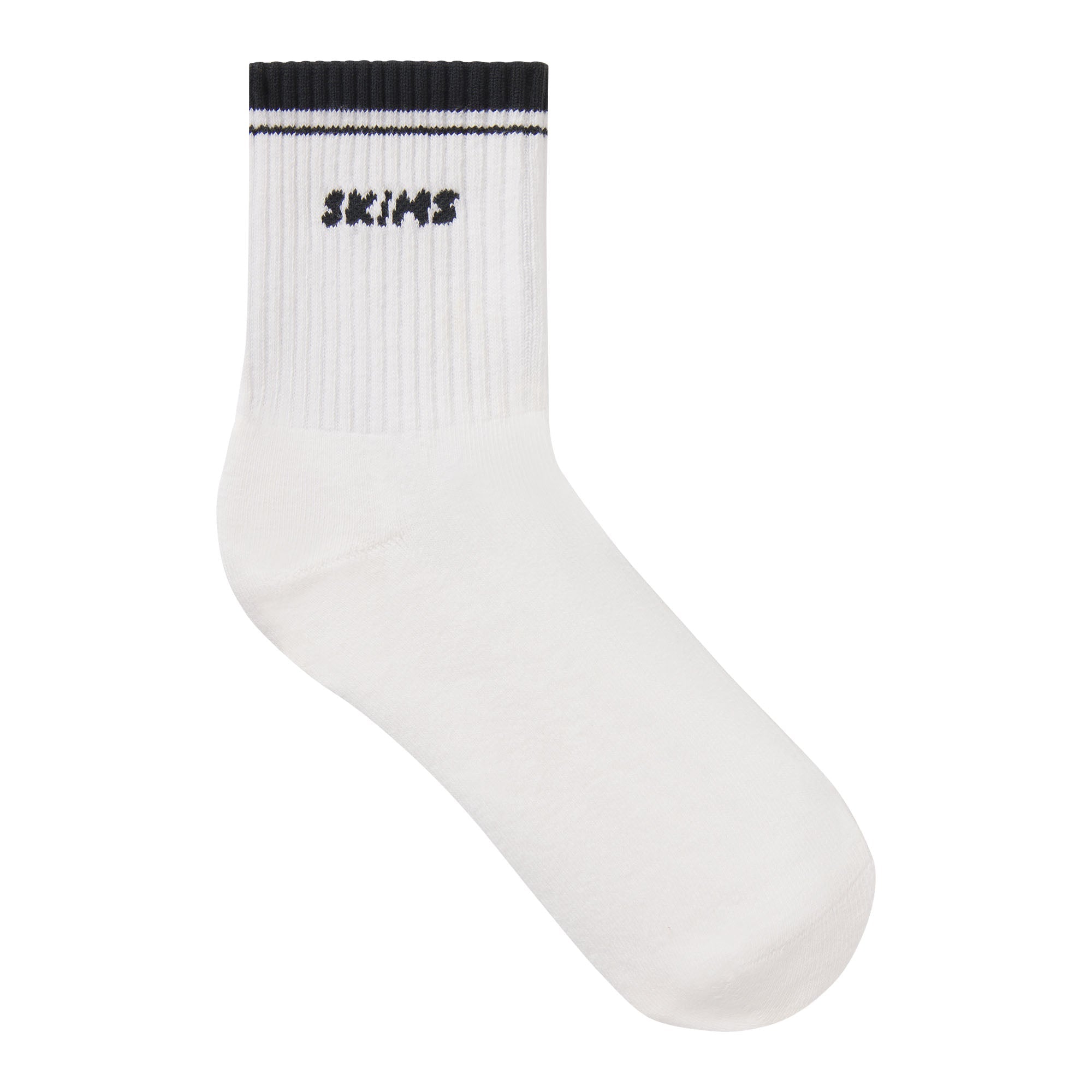 SKIMS SOCKS RIBBED QUARTER CREW LOGO SOCK 3-PACK | STONE MULTI