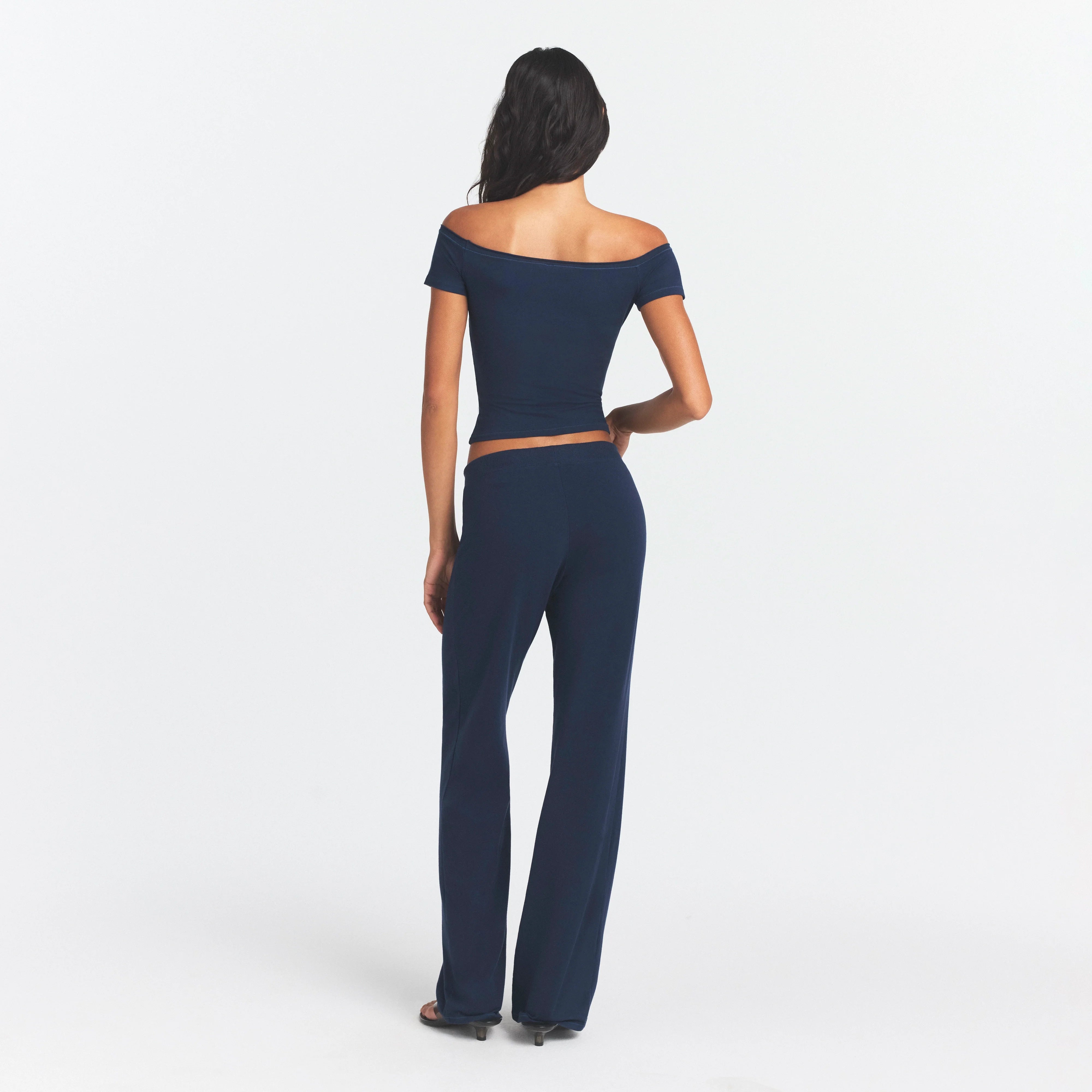 COTTON JERSEY STRAIGHT LEG PANT | NAVY