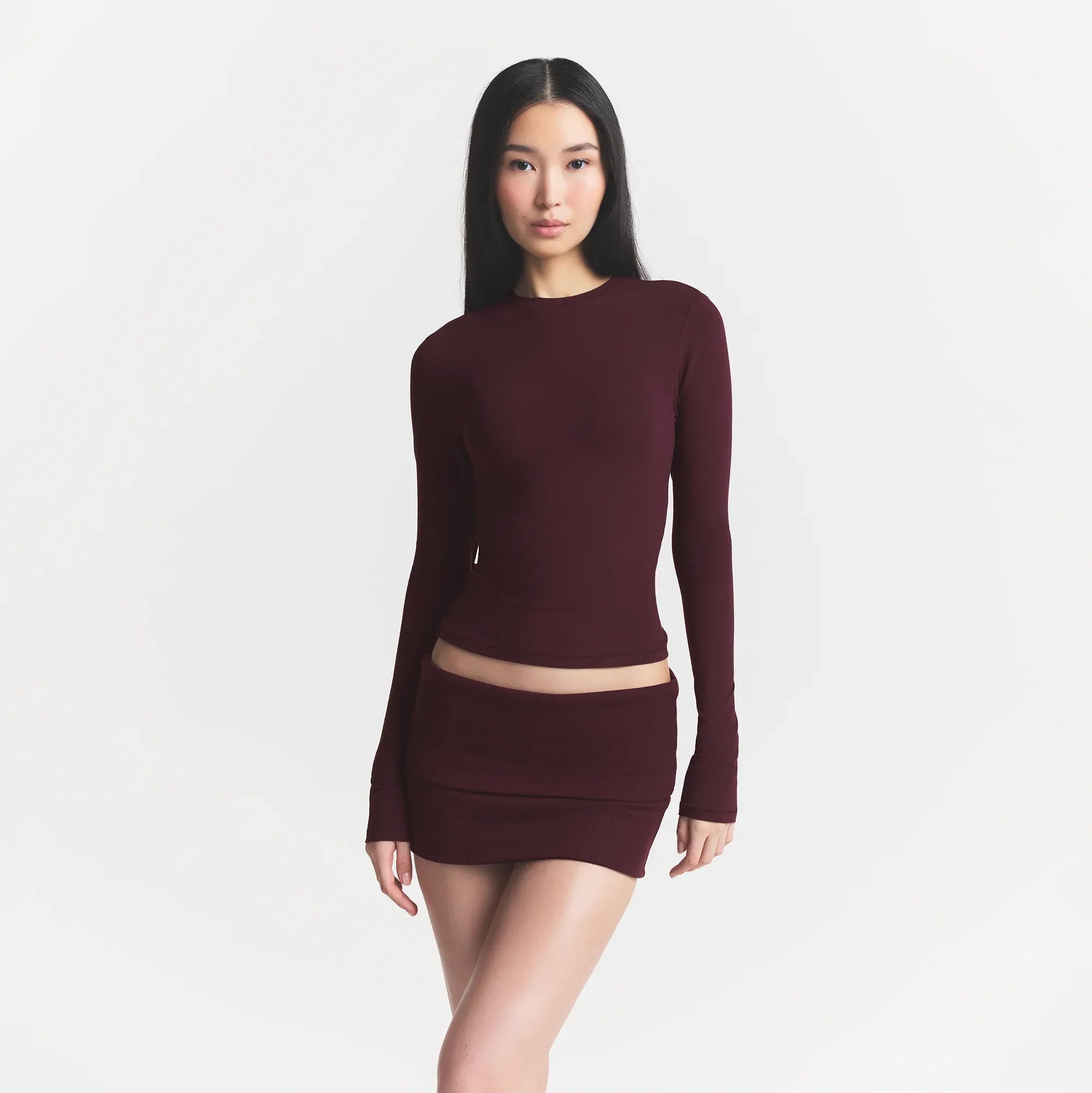 COTTON JERSEY LONG SLEEVE T-SHIRT | CURRANT