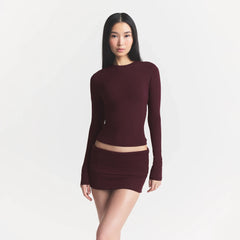 COTTON JERSEY LONG SLEEVE T-SHIRT | CURRANT