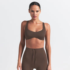 NikeSKIMS MATTE SHAPING SCOOP BRA | DARK SEPIA