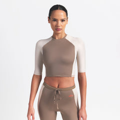 NikeSKIMS SHINE PADDED HALF SLEEVE CROP TOP | TRUFFLE AND STONE