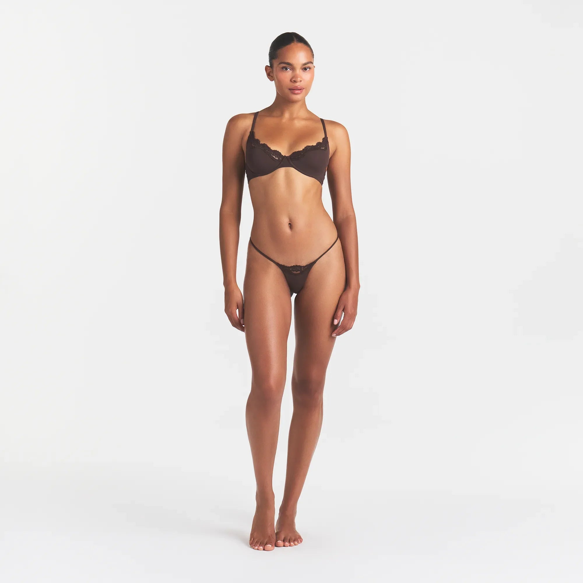 FITS EVERYBODY LACE UNLINED SCOOP BRA | ESPRESSO