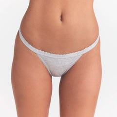 LIGHTWEIGHT COTTON LOGO PICOT STRING BIKINI | LIGHT HEATHER GREY