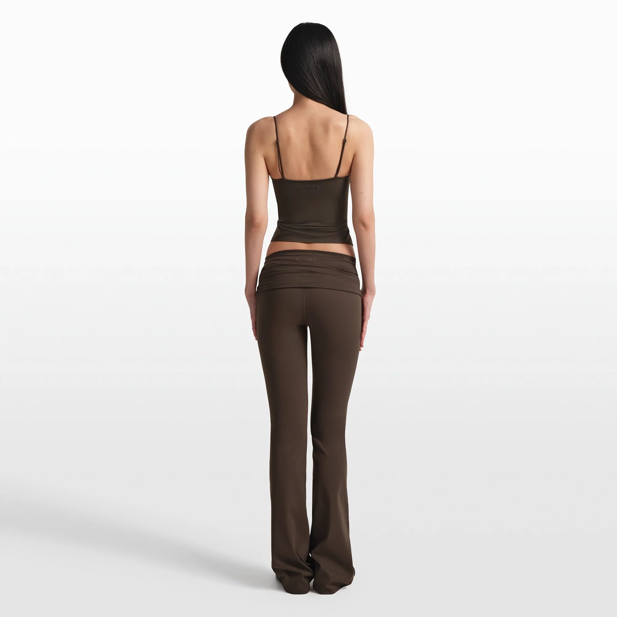 NikeSKIMS MATTE FOLDOVER SLIM FLARE LEGGING | DARK SEPIA