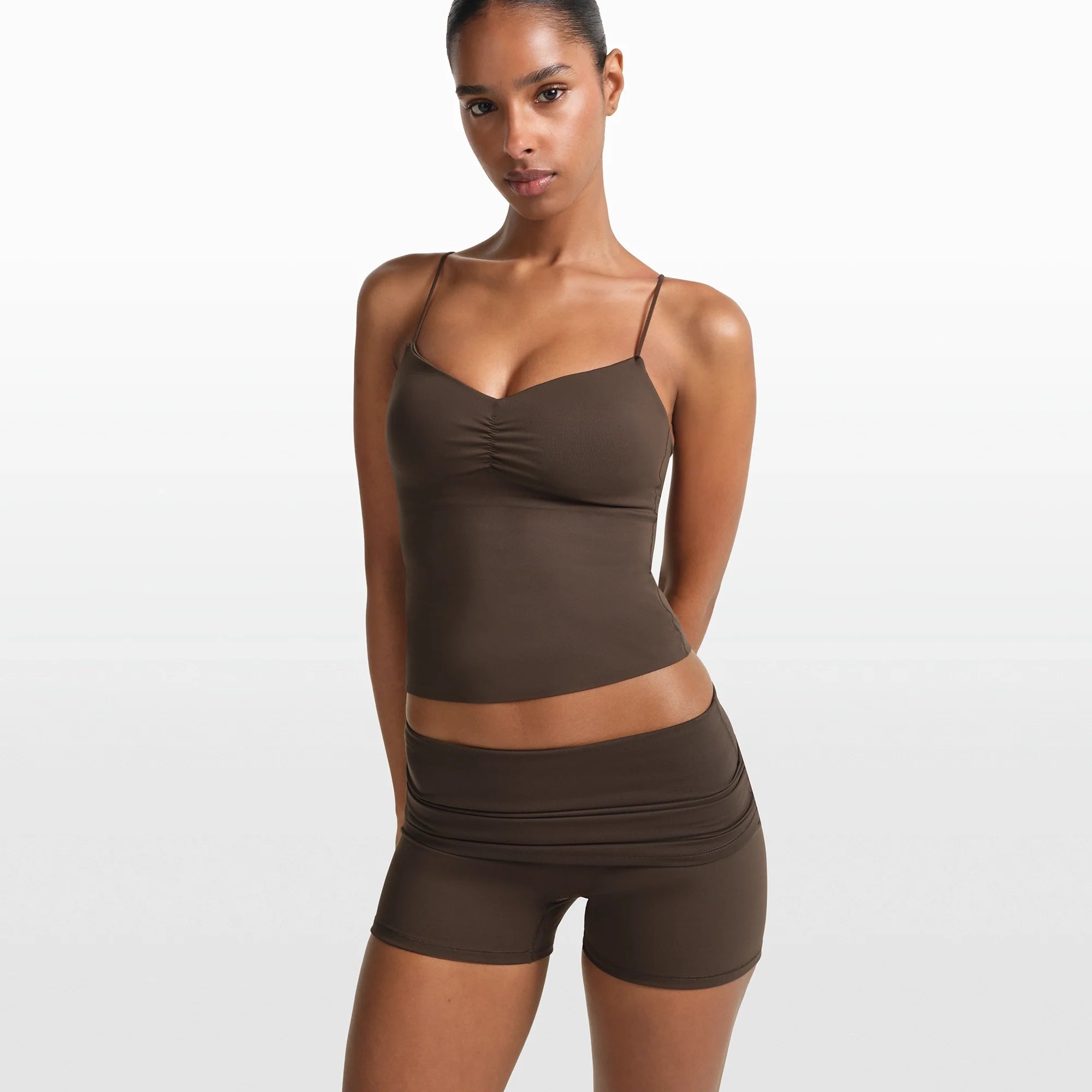 NikeSKIMS MATTE 3" FOLDOVER SHORT | DARK SEPIA