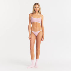 LIGHTWEIGHT COTTON LOGO PICOT SCOOP BRALETTE | PEONY