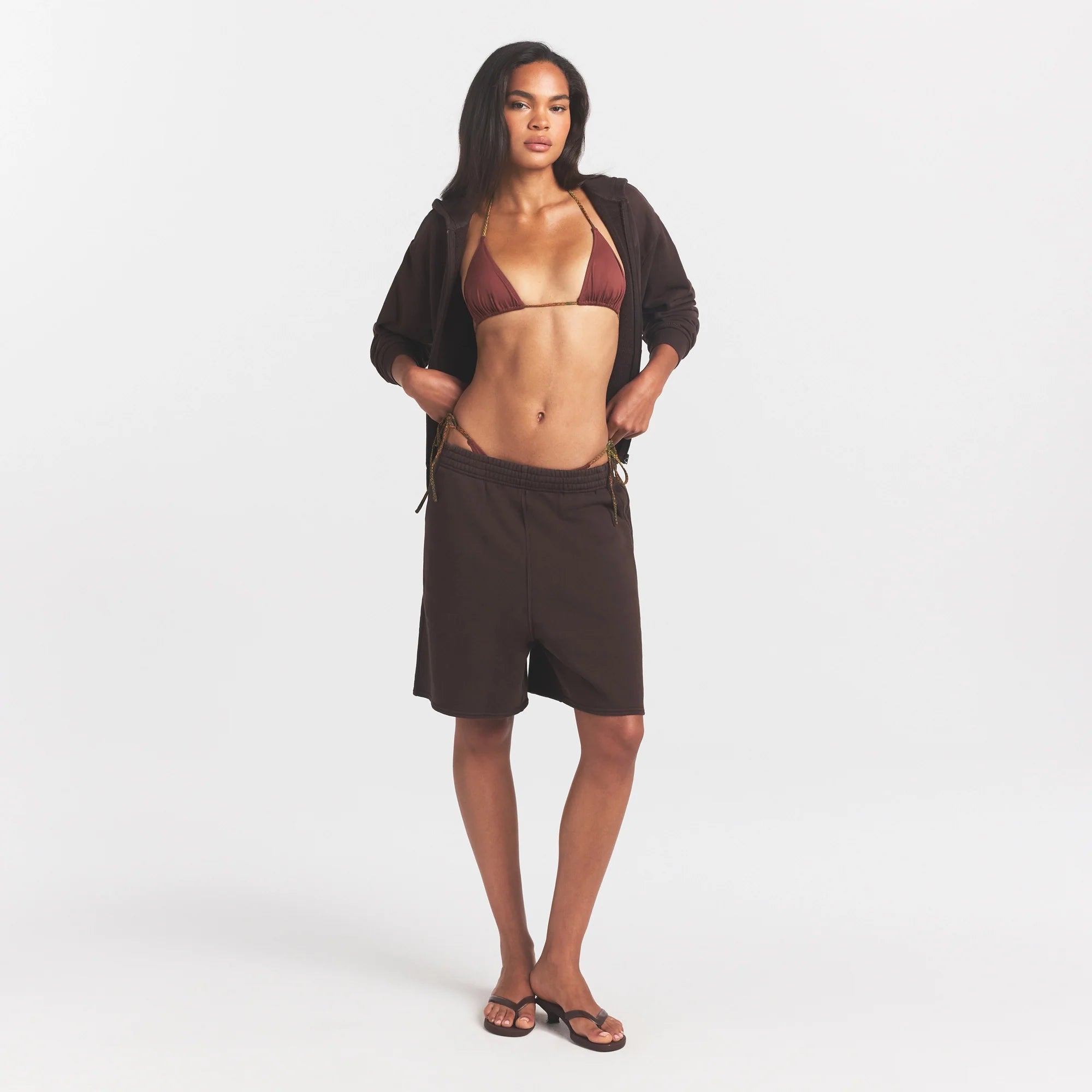 FRENCH TERRY LONG SHORT | ESPRESSO