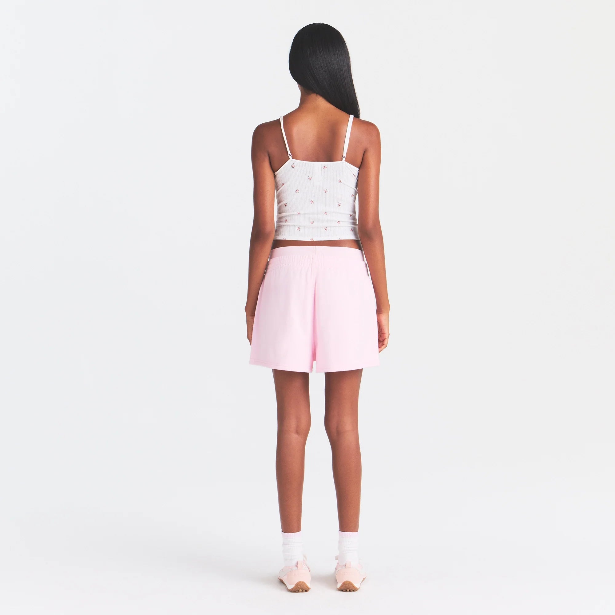 COTTON FLEECE DOUBLE WAISTBAND SHORT | CHERRY BLOSSOM