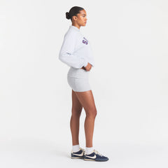 COTTON RIB FOLDOVER MINI SKIRT | LIGHT HEATHER GREY