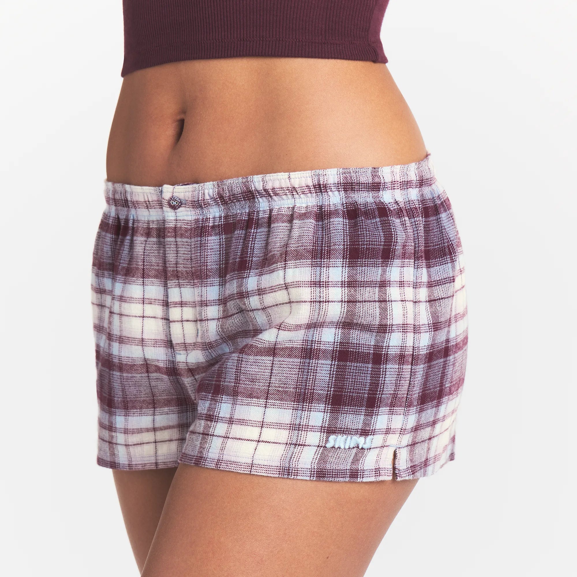 FLANNEL SLEEP CHEEKY BOXER | IRIS MICA PLAID