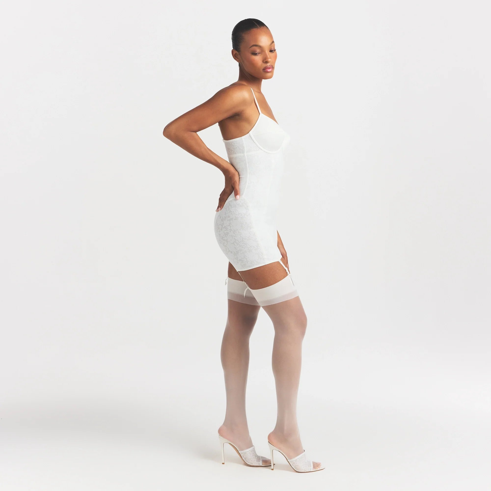 LACE SHAPEWEAR MINI SLIP DRESS | IVORY