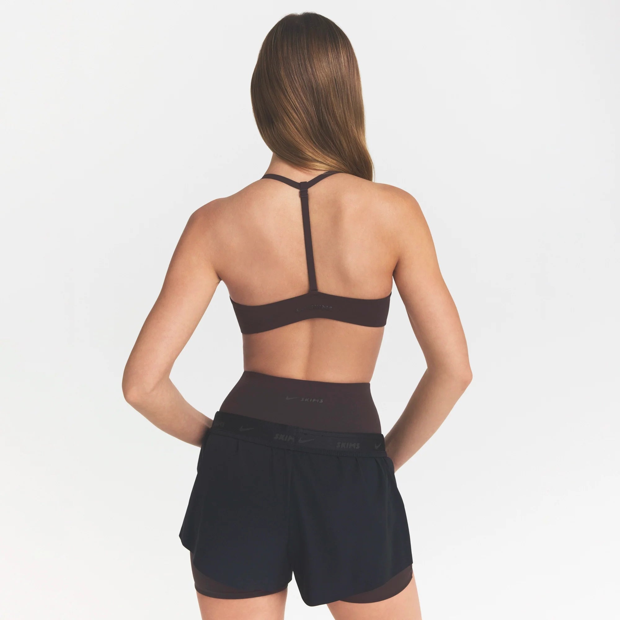 NikeSKIMS STUDIO STRETCH T-BACK TRIANGLE BRA | DARK ROAST