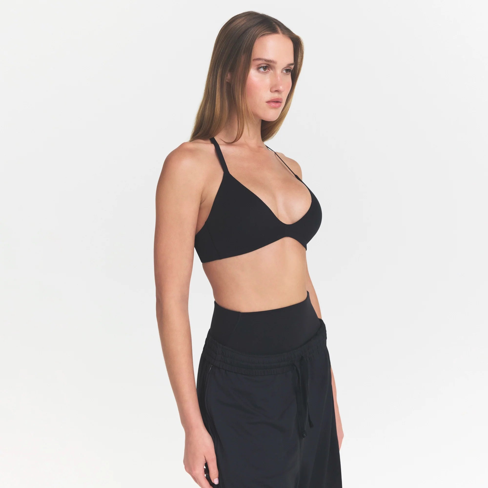 NikeSKIMS STUDIO STRETCH T-BACK TRIANGLE BRA | OBSIDIAN